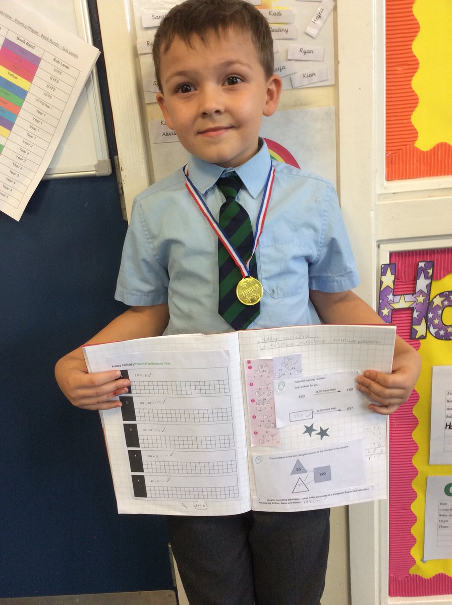 GMStJohns's tweet photo. Lucas is a very happy chappy after receiving one of Mrs Underwood’s Superstar medals for his phenomenal Maths work! #Maths #GMSJ https://t.co/UghisgYWOm