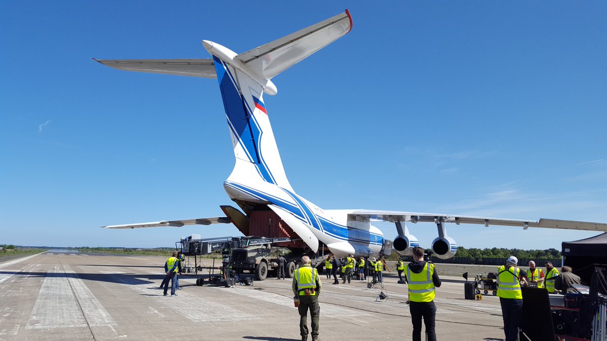 SpiritSkyAir's tweet photo. On location with the IL76 at RAF Woodbridge. Another successful shoot. #aerialfilms #aviation #avgeek #il76 https://t.co/XLbYTVt8MY