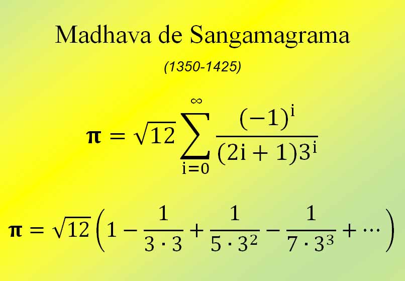 Below is one of the 1ST application of infinite series ever.Madhava used HIS invention to find the value of Pi, correct to 11 decimal places. Then he derived the so called 'Taylor series'- 'rediscovered' by Brook Taylor 1715 & Trigonometric series 'rediscovered' by Gregory 1660s