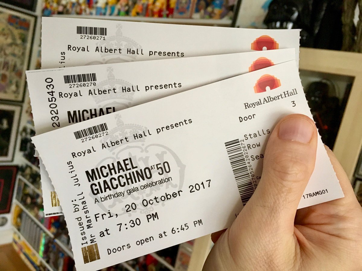 MarshallJulius's tweet photo. Better than a Wonka Golden Ticket! Excited to be heading to the Royal Albert Hall for tonightโs #MichaelGiacchinoAt50 concert. #LuckyEars https://t.co/XSOHv9Rwjr