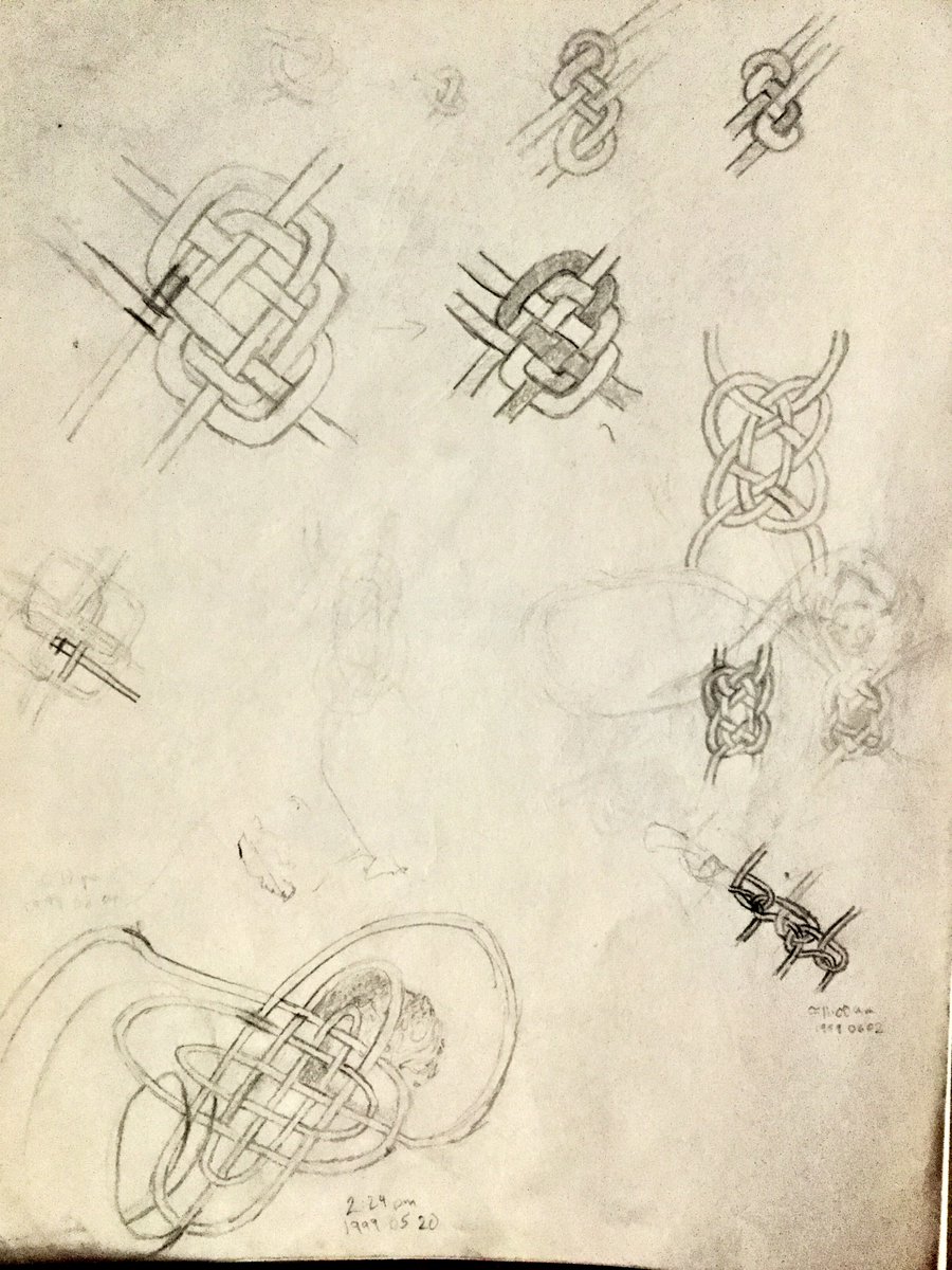 HypercubicPeg's tweet photo. @GHSMaths @Anniekperkins A couple of decades ago, I was considering some of these for doing woodworking (drawer pulls)..haven't gotten to it...yet :) #mathart #knots https://t.co/3PJQzsbXLZ
