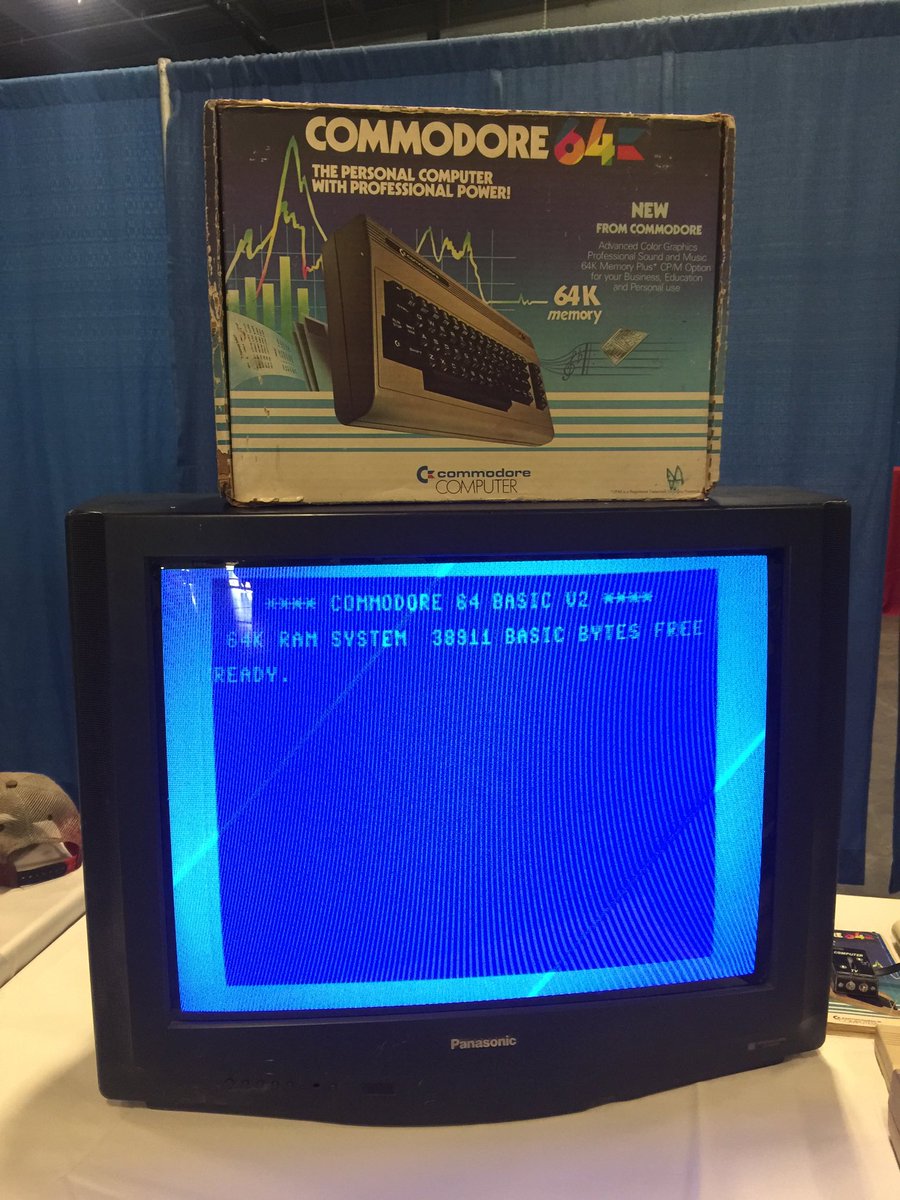 cresmer's tweet image. Ready player one? Commodore 64 in the house at #techjamvt! Fri 10-5, Sat 10-3 at the Champlain Valley Expo.
