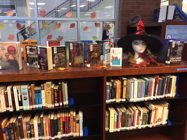 CosbyLibrary's tweet photo. Check out our spooky collection! #wearecosby #oneccps #ccpslibraries https://t.co/huA1S4oC4X