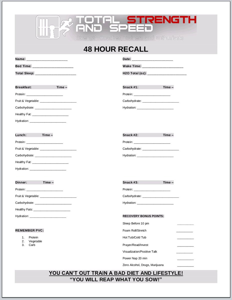 TSS_WS_TB's tweet photo. Food Focus Friday
Simple nutrition 48 Recall plan. Great habits create great results!๐ฝ๐๐ฅ๐๐ฅ๐ง๐
#TotalStrength&Speed
#USAStrong๐ช USABuilt๐จโ๐ญ https://t.co/5yYHZfvr74
