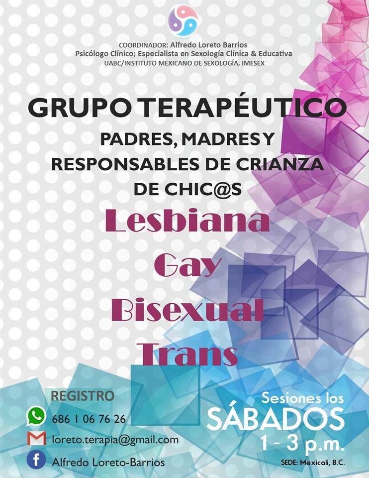 #Mexicali: el 28 de OCT comienzan las sesiones terapéuticas para madres / padres de gente LGBT. 💜🌈