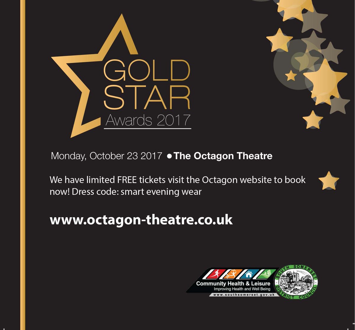 Gold Star Awards are coming to <a href="/OctagonYeovil/">The Octagon Theatre</a> on Mon 23 Oct. We are offering FREE tickets socsi.in/fjm1a. There's no £1 surcharge!