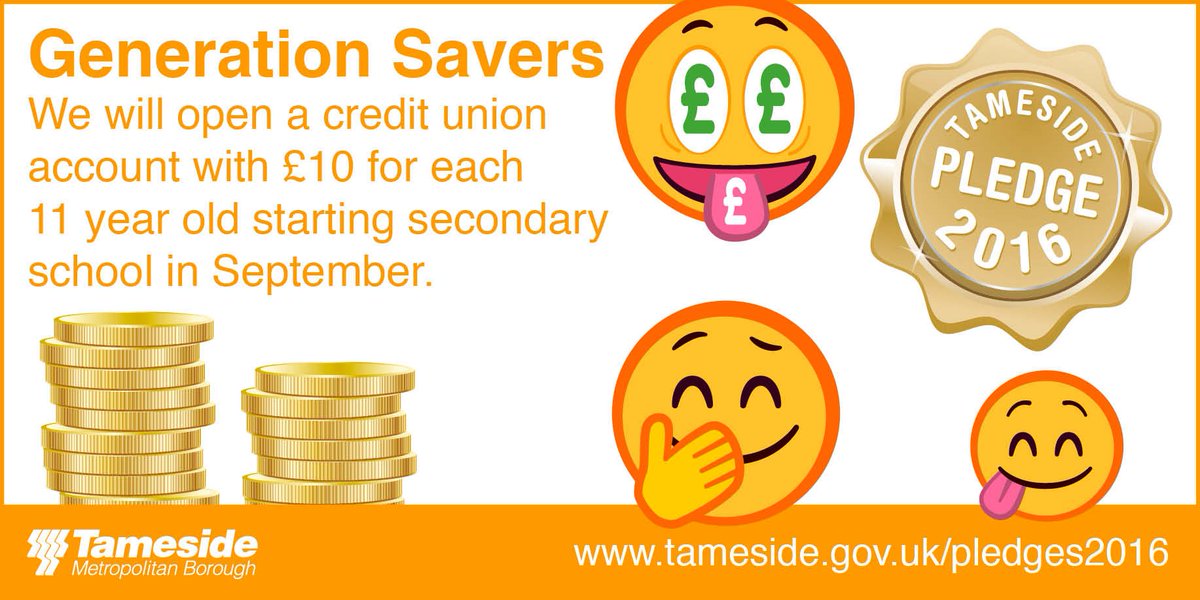 TamesideCouncil's tweet photo. If your child has received their Smart Savers letter, visit a Cash Box branch or library with them to open the savings account #Pledges2016 https://t.co/ewKS3fF5BQ