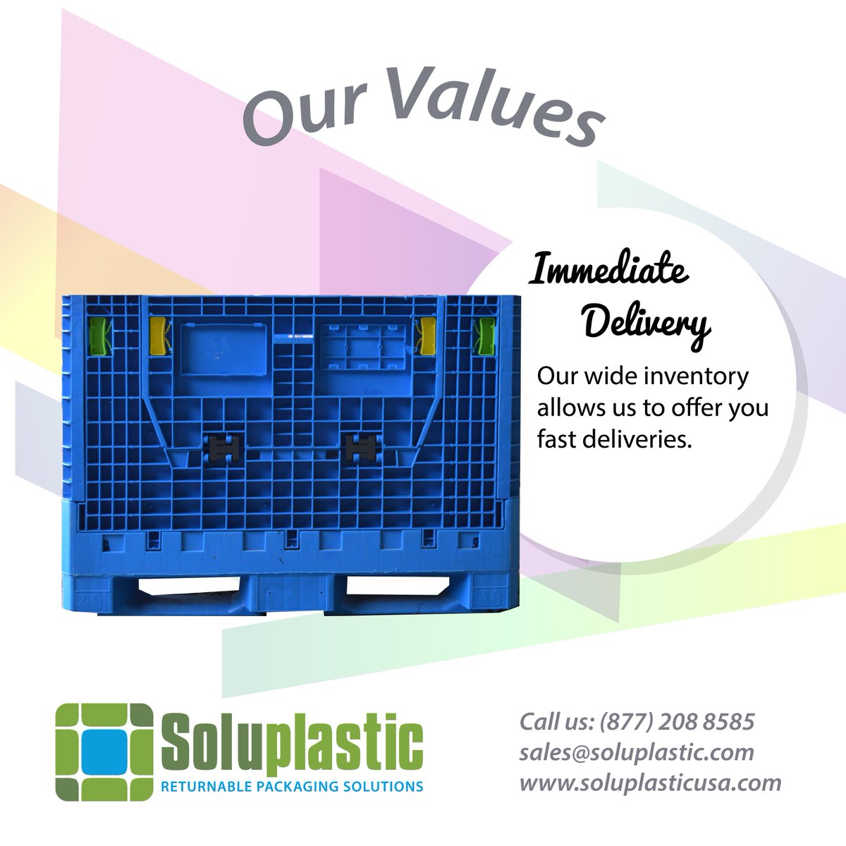SoluplasticUsa's tweet image. Immediate delivery of #CollapsibleContainers!
#ReusablePackaging
Phone: (877) 208 8585
sales@soluplastic.com
soluplasticusa.com
