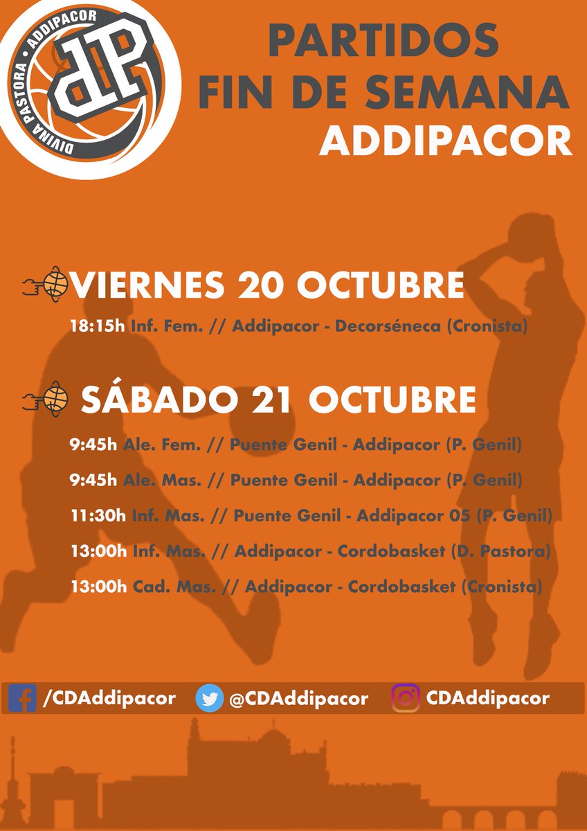 📣Preparados, listos... YA! 🏁 Volvemos con un finde lleno de partidos. Ven a animar a tu club, consulta los horarios aquí 🏀👇🏻
#GoAddipacor