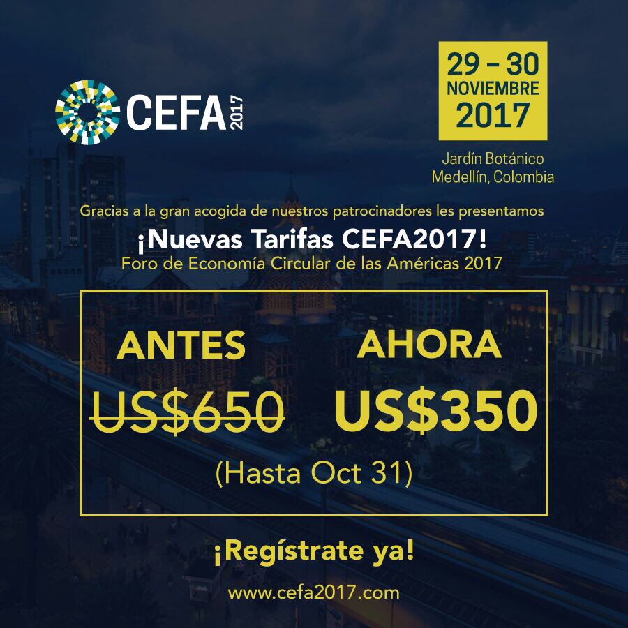 petarostojic's tweet image. Queremos que más personas aprendan cómo la #EconomíaCircular contribuye a mejorar la competitividad/productividad - Participa en #CEFA2017!