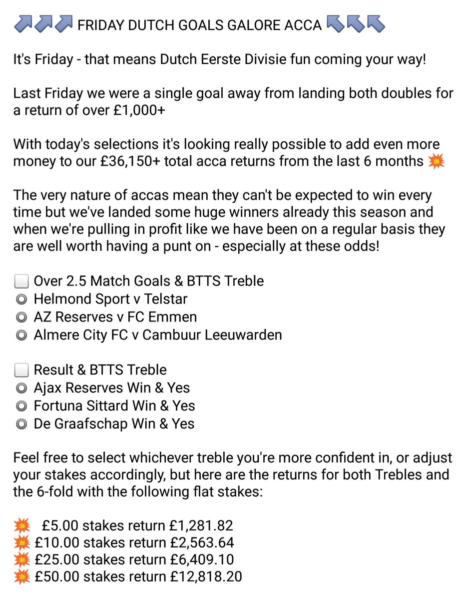 FFT_Tips's tweet image. 💣DUTCH GOALS GALORE💣

⬇Back it
💷bit.ly/FFT_NewBet
⬇Auto-Cashout
💷bit.ly/Bet365_CashOut

❤ &amp;amp; RETWEET for loads of goals today!
⚽⚽⚽⚽⚽⚽
