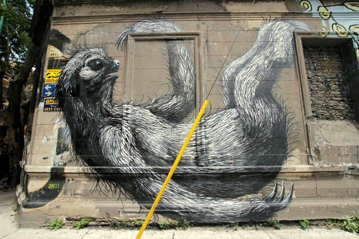 To celebrate the #Internationalslothday, we're sharing this piece by #ROA! This one's for all the #sloth lovers! #streetart #roastreetart