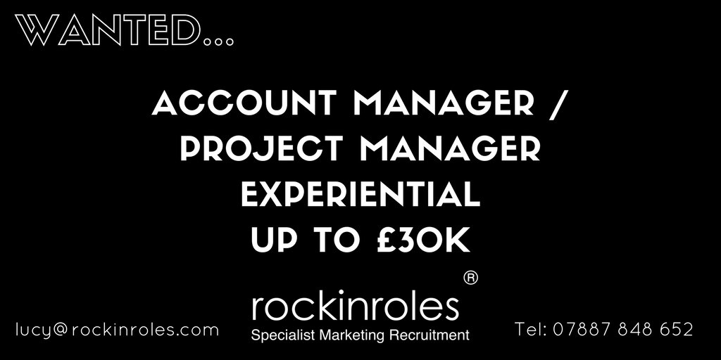 rockinroles's tweet photo. Great role for an all star #Experiential #AccountManager / #ProjectManager just in Email lucy@rockinroles.com #agency #agencyland #marketing https://t.co/gSEt1OEpHc