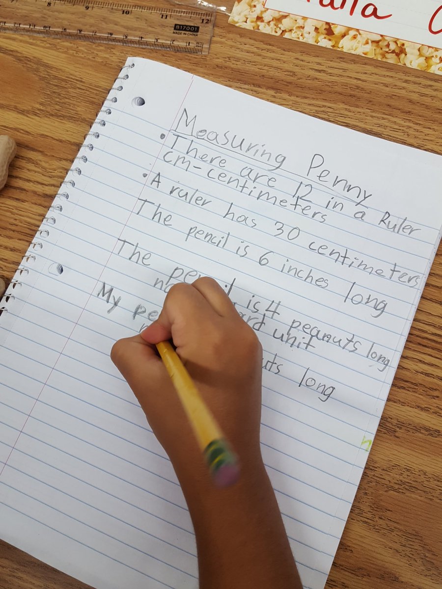 NikaHarrell's tweet photo. @Robinson_HISD we know how many peanuts long our pencils are! Integrating math and writing #nonstandardunitsofmeasurement @nperez10 https://t.co/OovSslV2xO