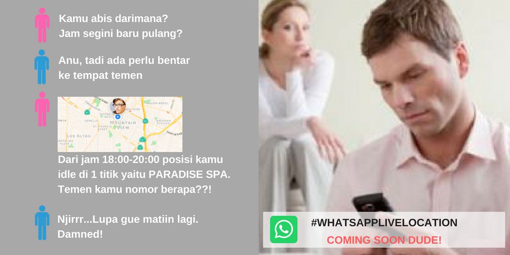 AttaArdilla's tweet photo. wekawekaweka #whatsapplivelocation gak bisa pada boong lagi luh! ha5 https://t.co/mNj9AnvRYv