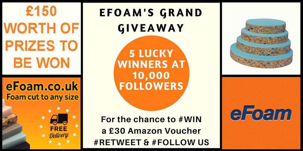 efoam's tweet photo. COMPETITION TIME! #Follow us &amp; #RT to #ENTER #WIN #friyay #FridayFeeling #prize #RTtoWin #WinIt #FreebieFriday #Competition #AmazonGiveaway https://t.co/oLBNdceiKh