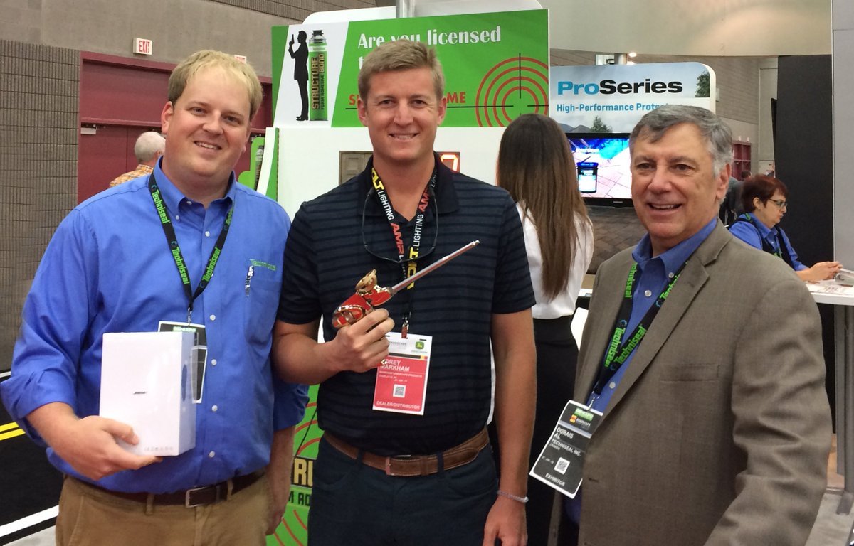 Techniseal's tweet image. 1st #winner for #StructureBond challenge is Corey from #Markhamlandscaping.  Go to booth 20052 now to enter today's competition #HNA2017