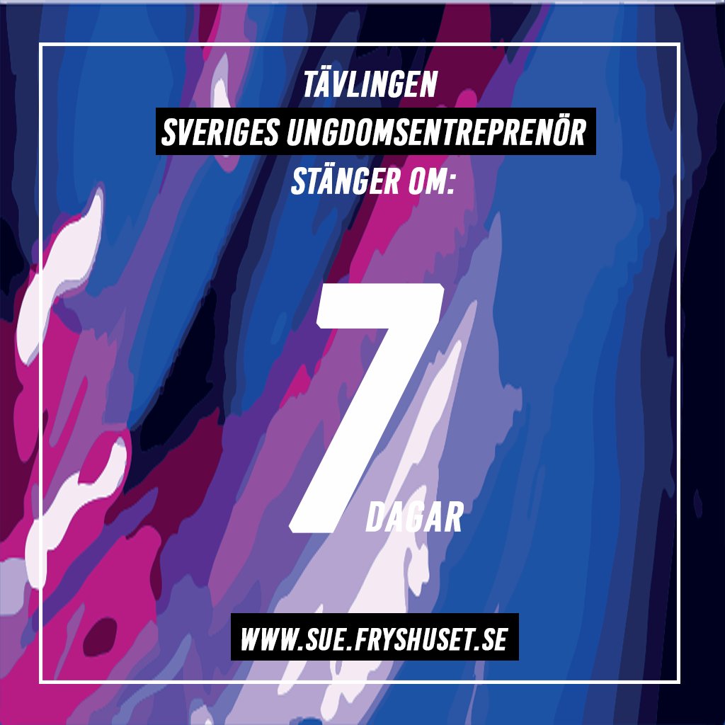 ‼️Om EN VECKA stänger tävlingen‼️
 👉Tipsa oss om din egen idé eller din grymma kompis, fyll i tipsboxen på sue.fryshuset.se 👈