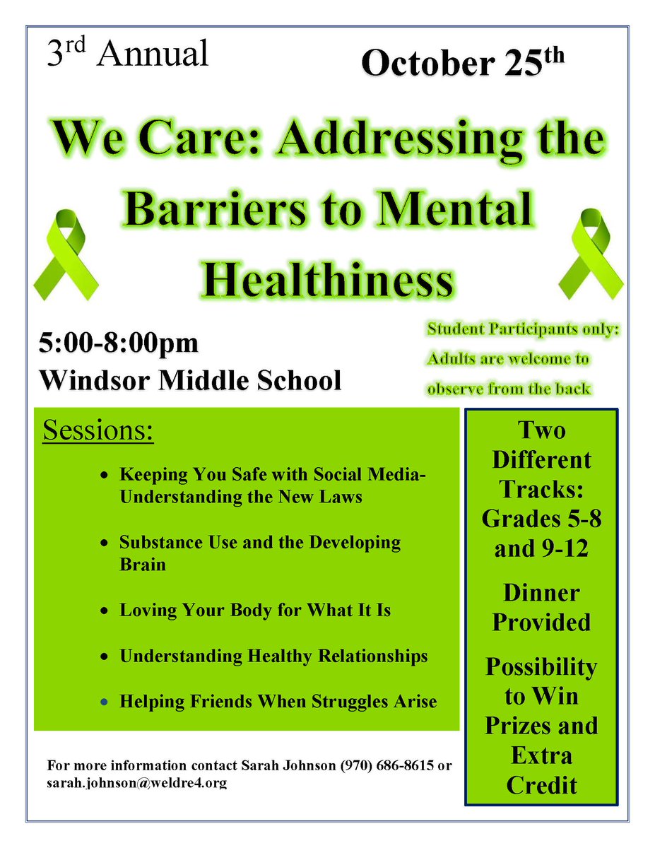 WHSCOConnection's tweet photo. Information on the 3rd Annual Mental Health Night!  Dinner, prizes, possible extra credit, and great information to help you stay healthy! https://t.co/vNOhZqKhbG