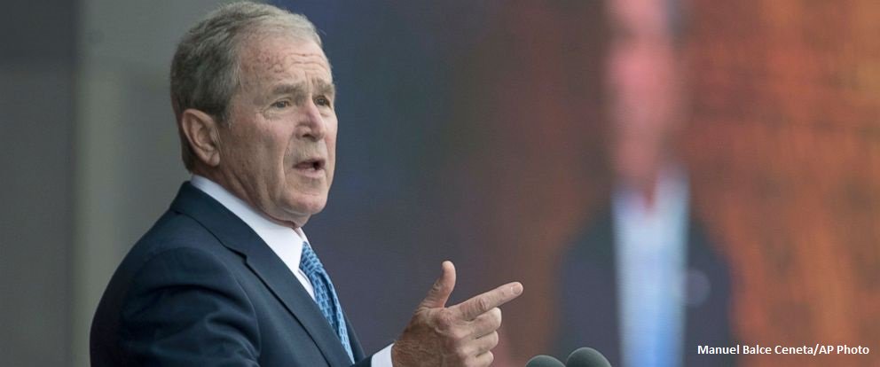 ABCPolitics's tweet photo. Bush and Obama step into the spotlight with lessons on how to not just be a president, but how to be an American. https://t.co/TbYzW5lsL7 https://t.co/CRUW21k484