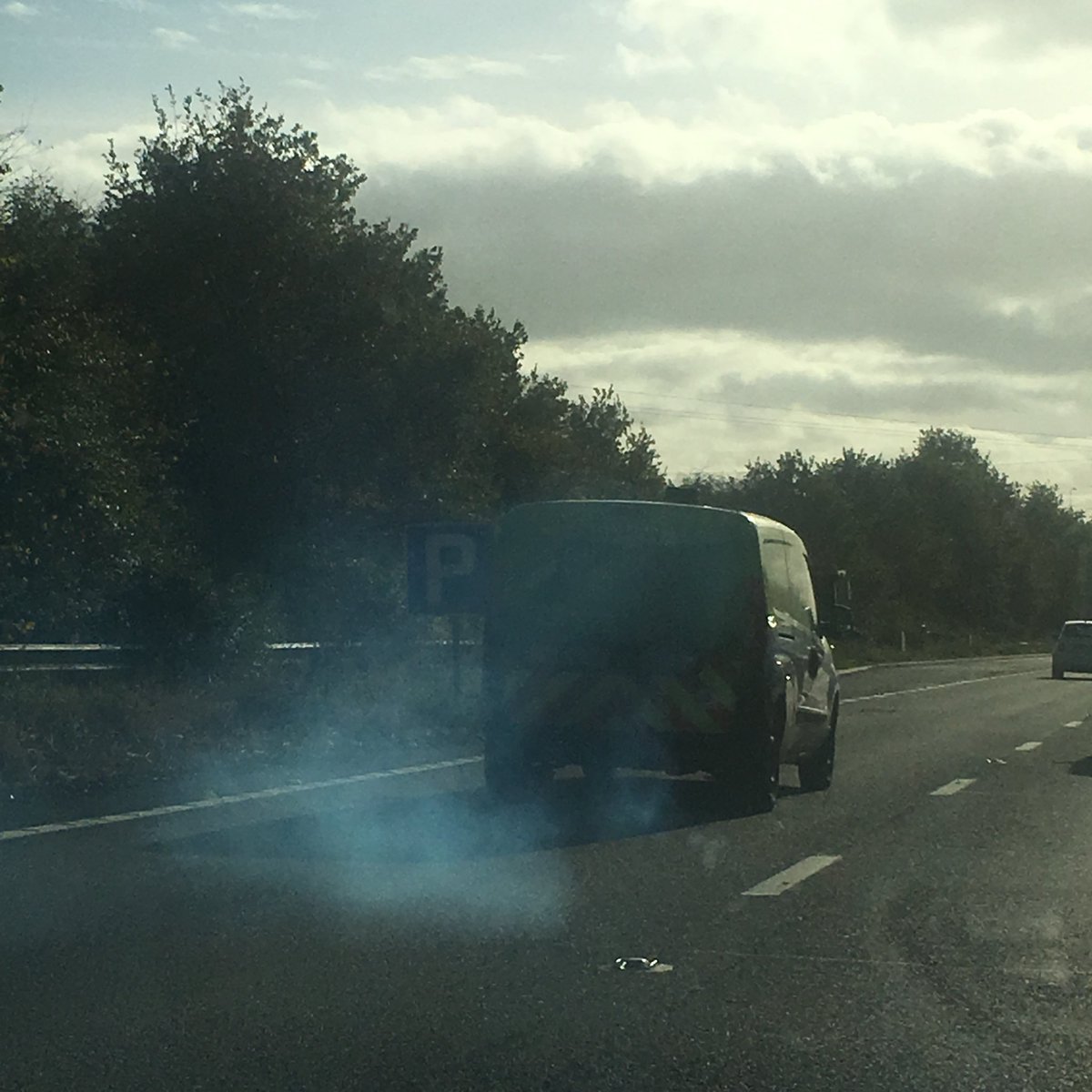 @YourSSE polluting the atmosphere with one of its poorly maintained vans (BK16LXF) on the A34