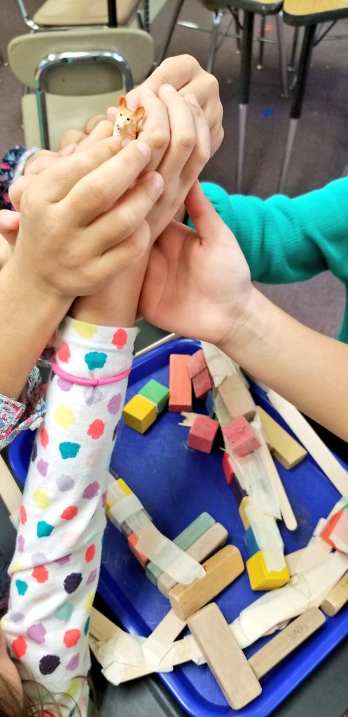 KyleHamstra's tweet photo. Hold #BigBadWolf in your hands & position him in locations relative to #threelittlepigs' house. #handsonlearning #sciKP11 #sciKP12 #ddestem https://t.co/0CFpuV8Lm6