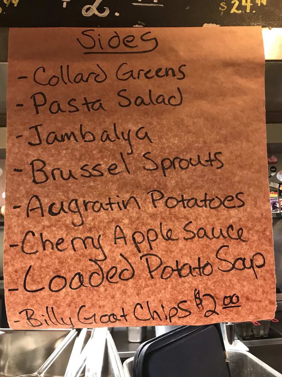 SugarFireSmoke's tweet photo. Friday sides and specials https://t.co/HudopDBsBt