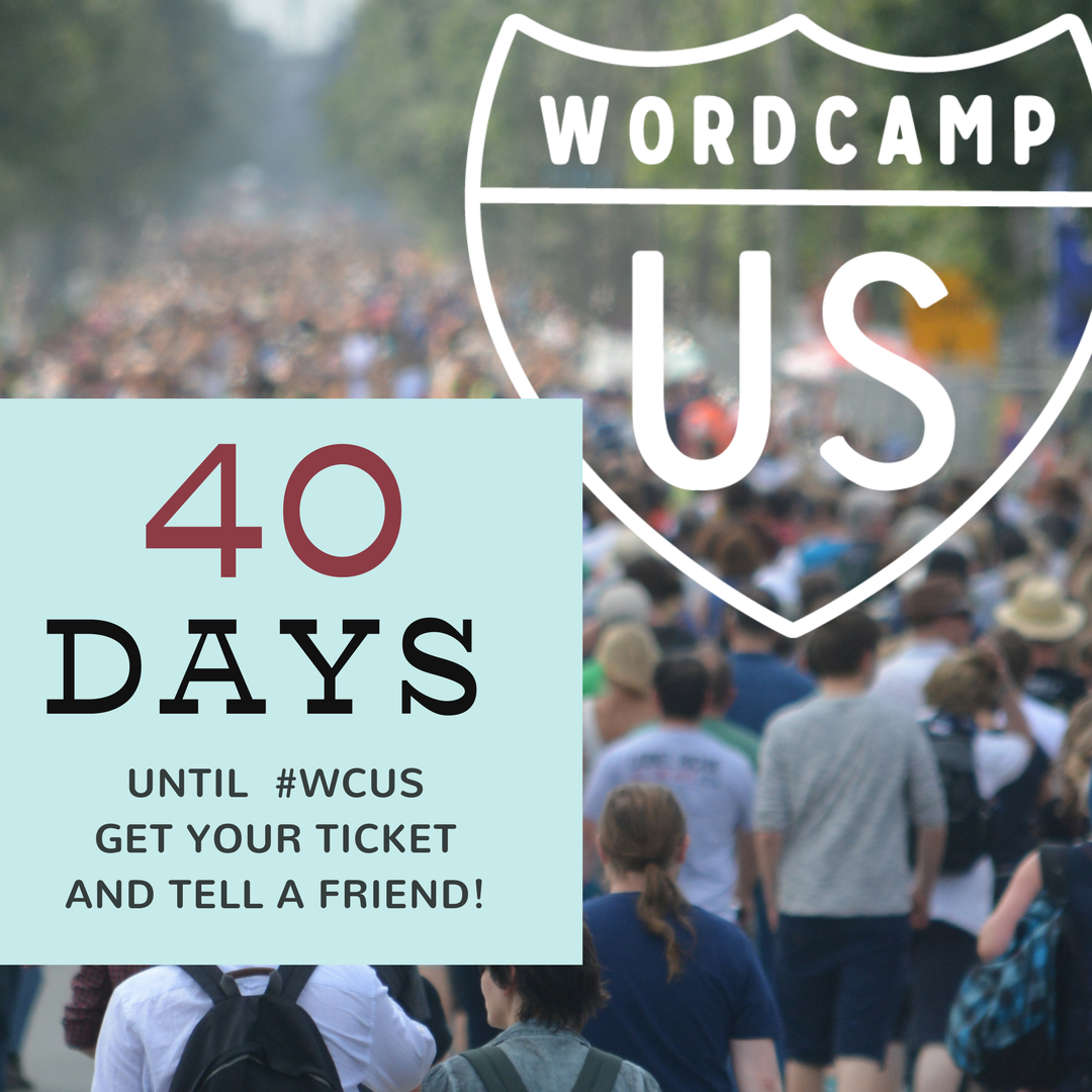 WordCampUS's tweet photo. It's just over 40 days until @WordCampUS  get your ticket and tell a friend. https://t.co/tljnigwuRJ #WCUS #WordPress #WordCamp #Nashville https://t.co/o2OJJ9hRN2