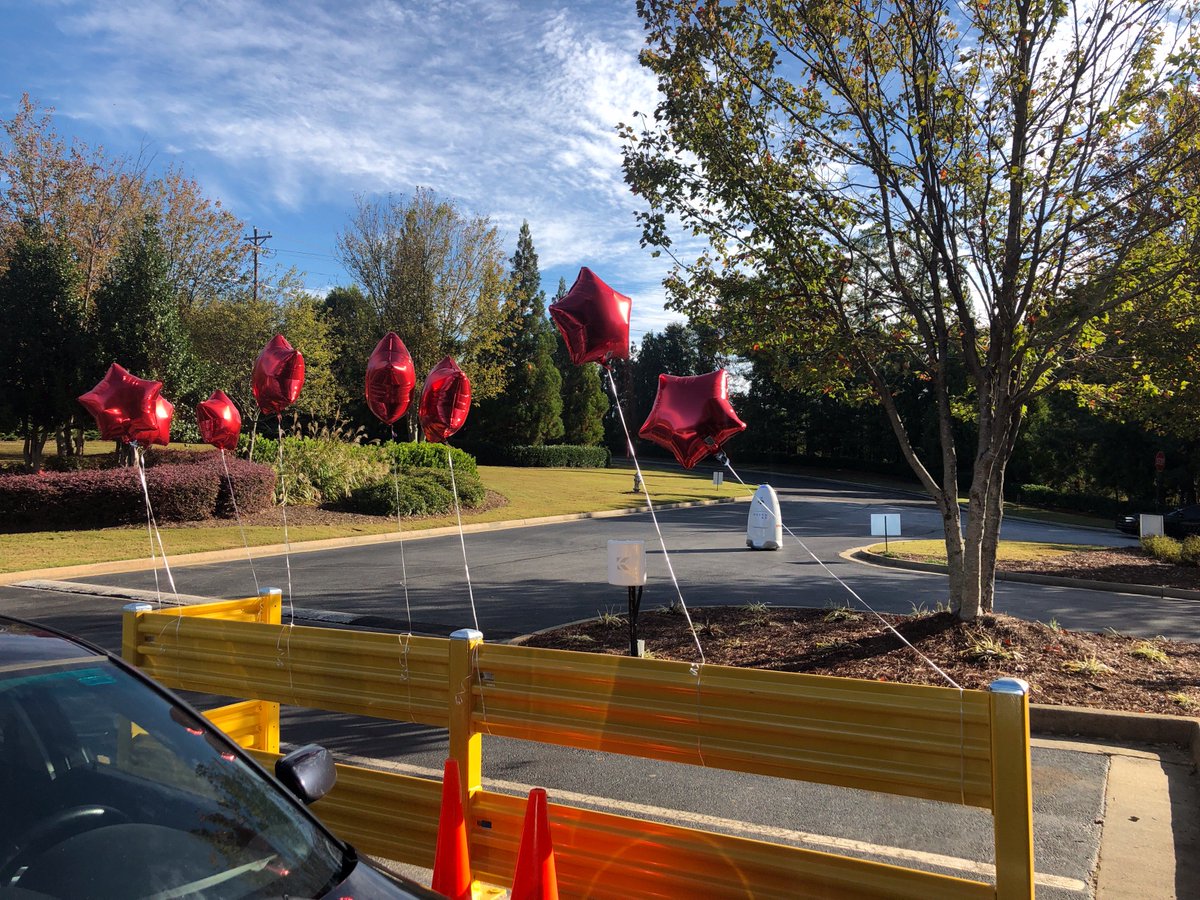 iKnightscope's tweet photo. Georgia is on my mind! Thanks much for the warm welcome, cake and balloons. Great to be here but have to get to my patrols! #GetKnightscope https://t.co/yTylKRZXLr