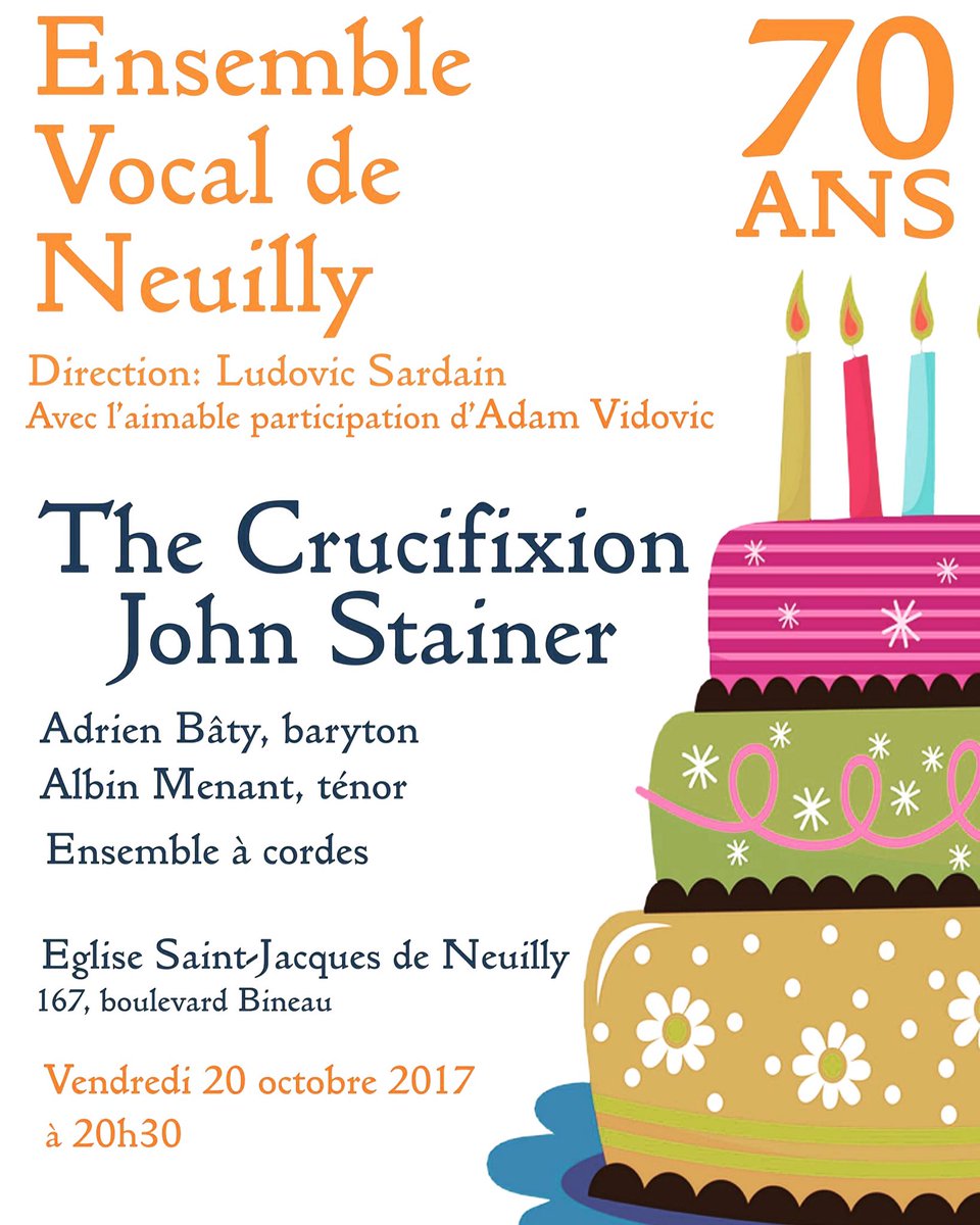 Ce soir Concert des 70 ans de l'Ensemble Vocal de Neuilly à St Jacques #Neuilly #musique