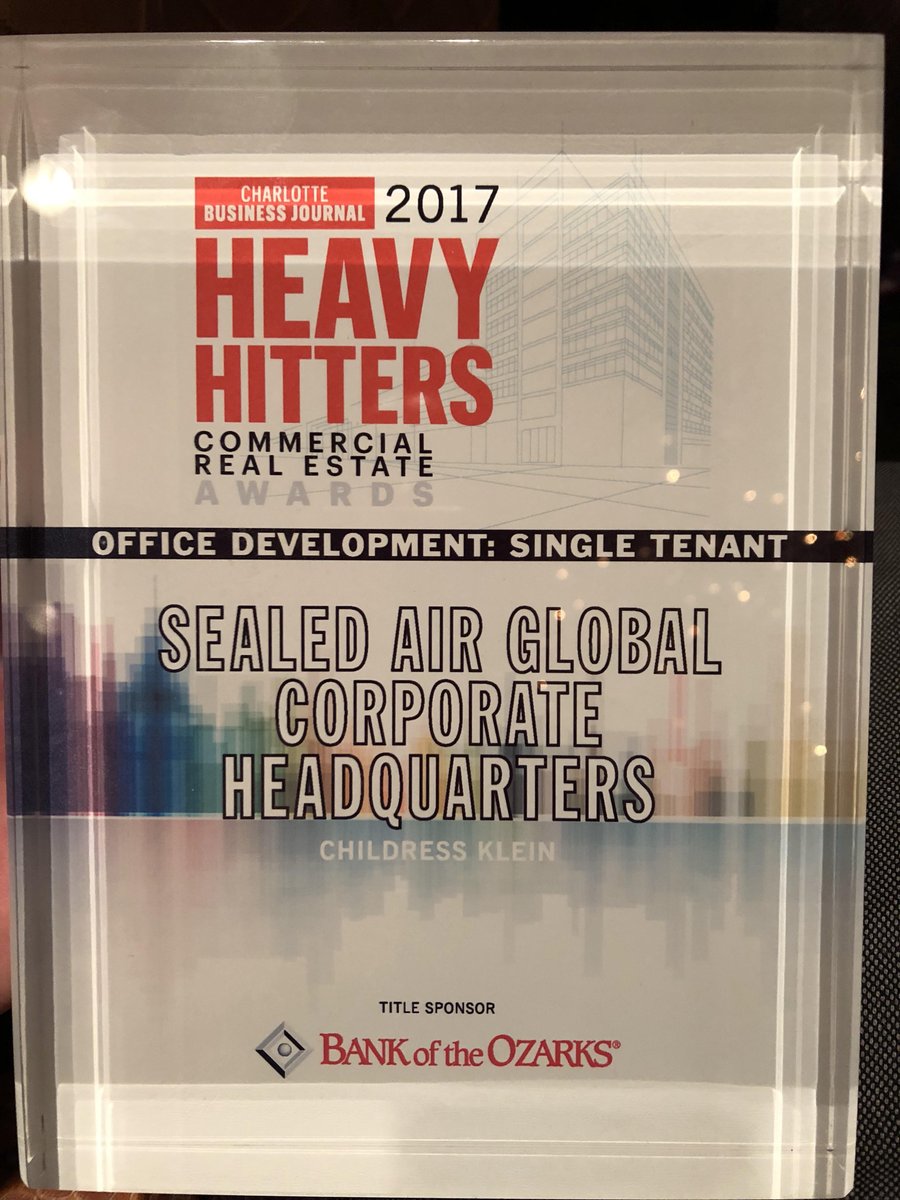 Sealed_Air's tweet photo. Our Global Corporate Headquarters is a #CBJHeavyHitters winner! We are proud of our collaborative, inclusive and LEED Gold facility. https://t.co/4WJfktXI9e