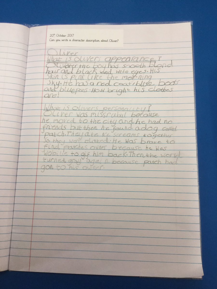 OakfieldY2's tweet photo. Our fabulous character descriptions of Oliver using interesting vocabulary 😀💪 #oliverandpatch https://t.co/nDgSLkgaBj