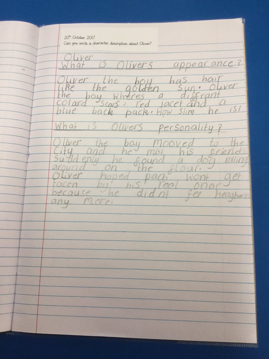 OakfieldY2's tweet photo. Our fabulous character descriptions of Oliver using interesting vocabulary 😀💪 #oliverandpatch https://t.co/nDgSLkgaBj