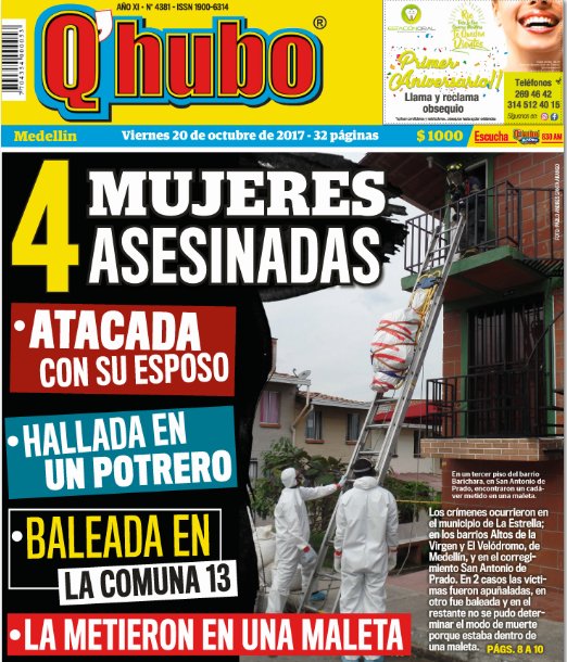 QHuboMedallo's tweet photo. ¡Buenos días, lectores de #QHUBO!
Esta es nuestra #portada para hoy viernes 20 de octubre https://t.co/vw2OmJ5pEJ