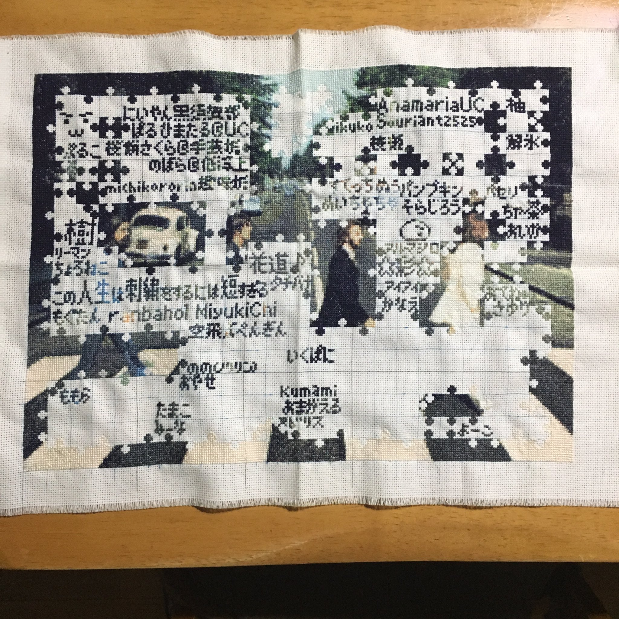 ドリス パズル風ステッチにお名前追加 さゆり さん Ikuko さん Kumami さん ぱる さん のの ノリリン さんの5名様 どこに入ったかぱっと見じゃ分からない人数になってきました クロスステッチ ジグソーパズル T Co Dfb2ijh9na