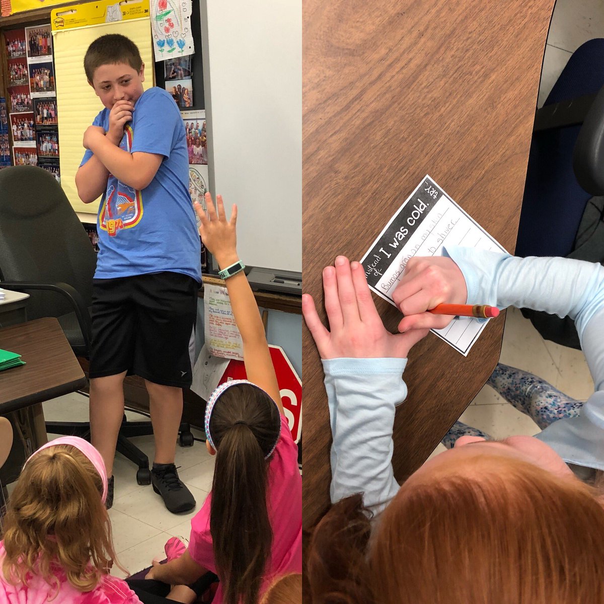AmandaAgresti1's tweet photo. Playing charades to practice showing rather than telling #creativeauthors @RPPrincipal @MaggieHopkinsm @ReneeKaraban https://t.co/obI84GLMEX