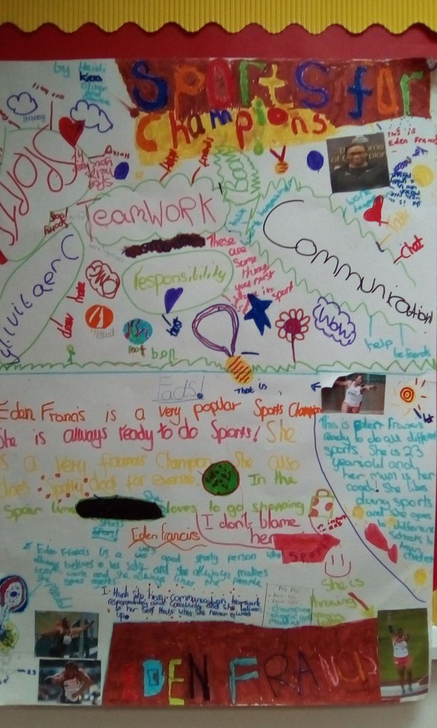 HavergalAcademy's tweet photo. Year 4's posters all about Eden Francis #sportsfor champions https://t.co/X87mdhCvV7