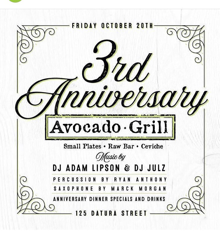 AvocadoGrillWPB's tweet photo. Tonight we celebrate our 3rd anniversary with DJ Adam Lipson and friends!!! Gonna be a party! @AdamLipson https://t.co/K2w4k2RjjO