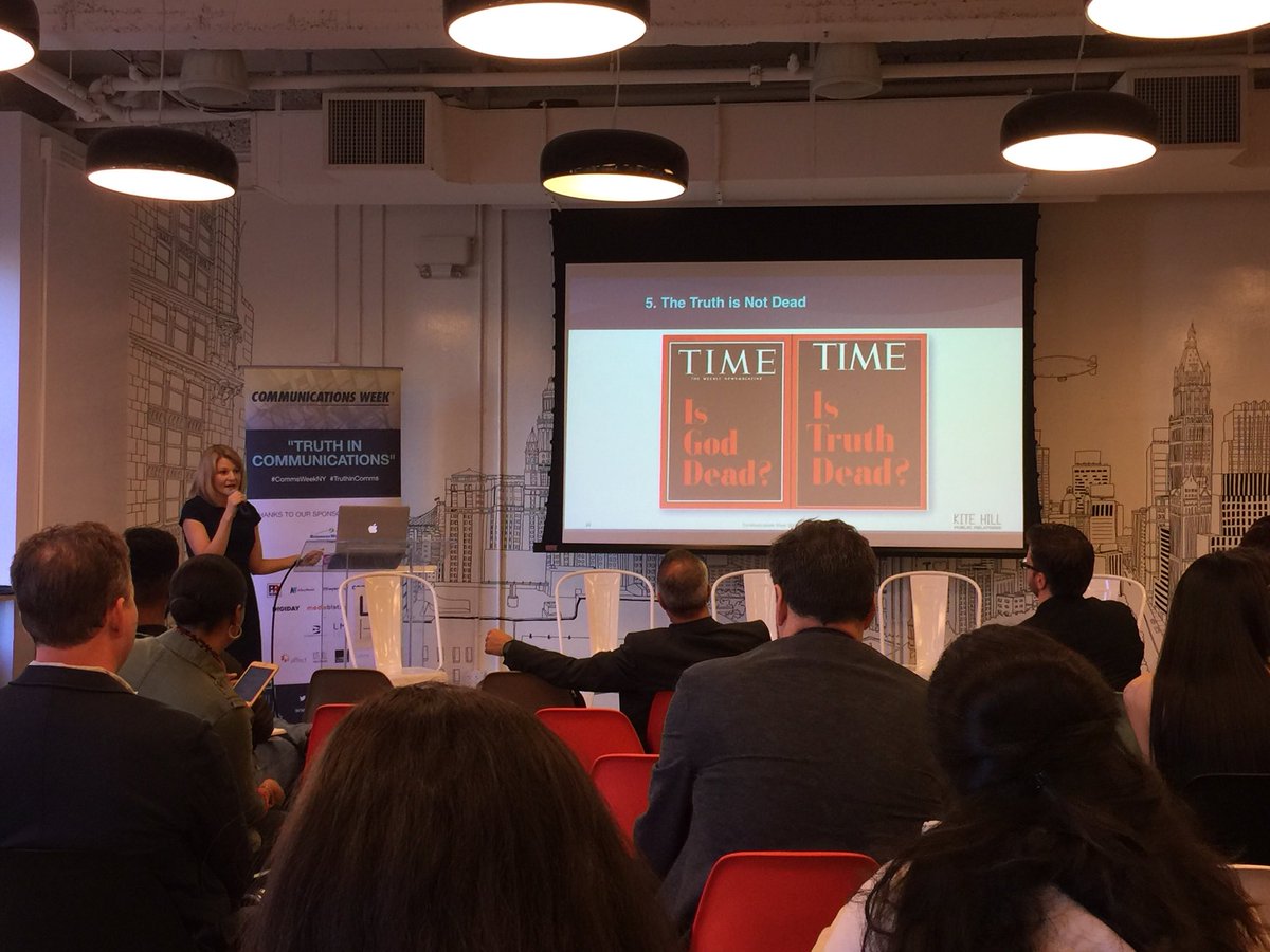 Gina_P's tweet photo. Is Truth dead? The consensus is the responsibility lies with us to make sure it’s not. @Tiffany_G #TruthinComms #CommsWeekNY https://t.co/buiYVMUQfo