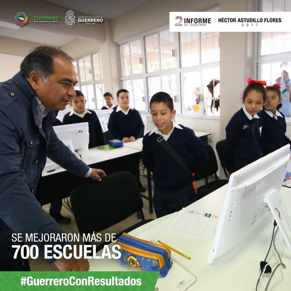 MerceCalvoE's tweet photo. Se mejoraron más de 700 escuelas para beneficio de estudiantes y docentes. #Astudillo2doInforme #GuerreroConResultados https://t.co/vsxroZZdBZ