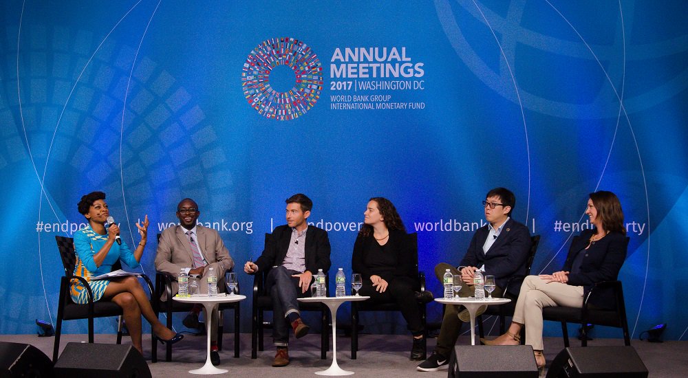 WorldBankGroup's tweet photo. Missed a chance to hear @KGeorgieva @oso @nataliebfields @FemiOke &amp; others discuss #civichtech? Fear not. Watch here https://t.co/lRiNiUIGMA https://t.co/J9i52KMLUh