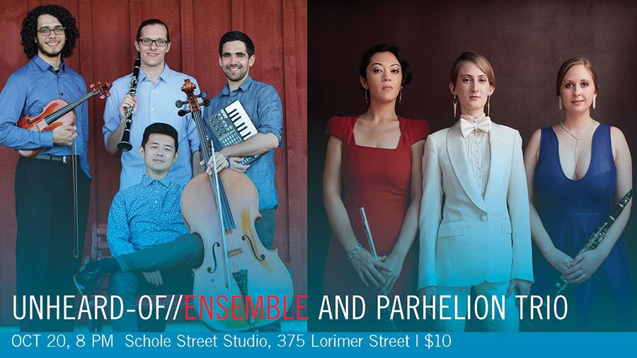 Tonight 8pm <a href="/ScholesStreet/">Scholes St Studio</a>! Unheard-0f//Ensemble and <a href="/parhelion_trio/">Parhelion Trio</a>