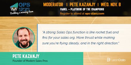 LeanData's tweet image. Why you should stop by #OpsStars if you&apos;re at #Dreamforce. @Kazanjy of Modern Sales Pros moderates a terrific panel. ow.ly/hZnK30fMMMZ