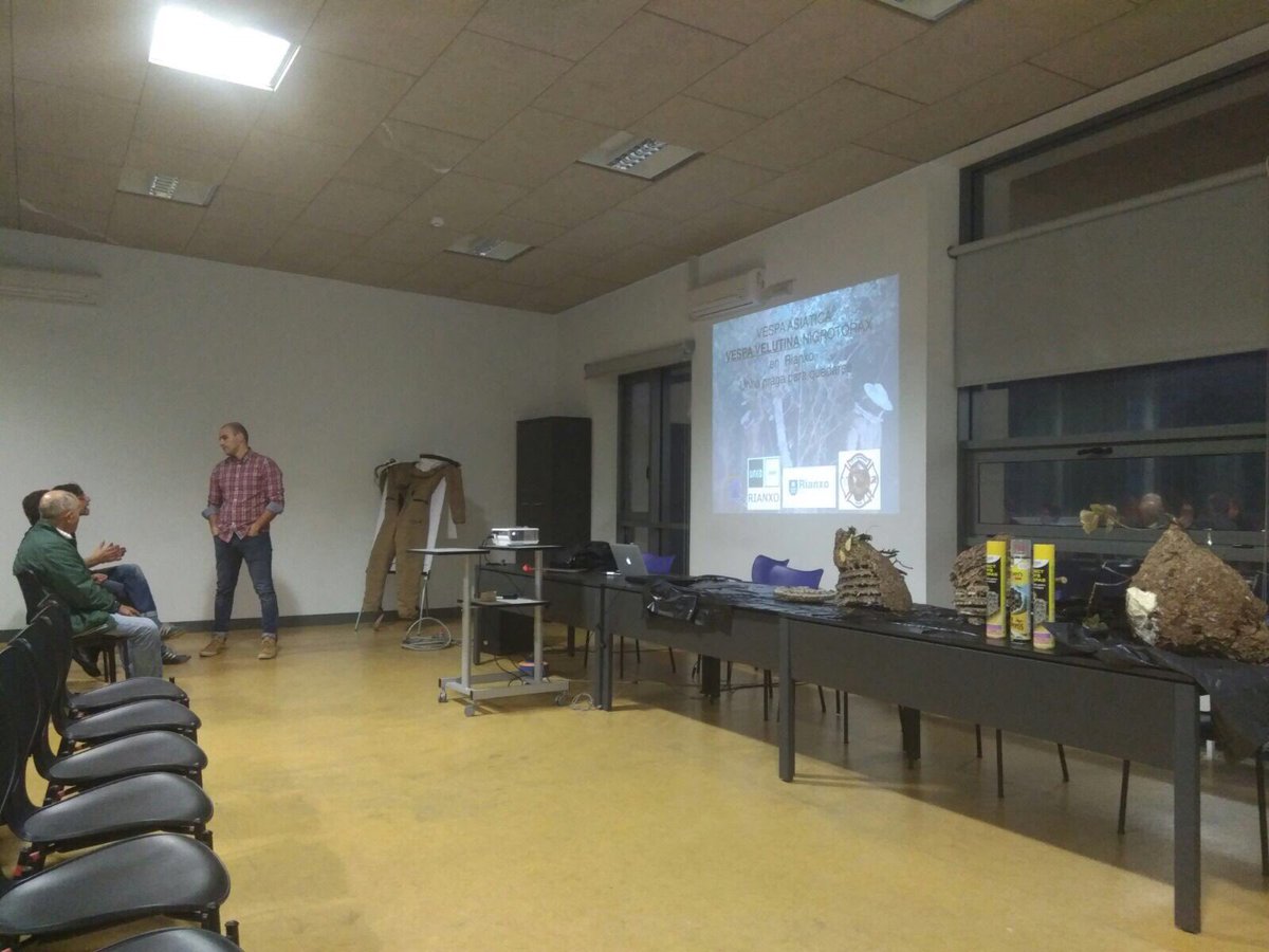 pcrianxo's tweet photo. Hoxe impartimos unha charla sobre a Vespa Velutina no auditorio de Rianxo. Moitas dúbidas e preguntas. Unha plaga para quedarse. https://t.co/GW9mvdmCe0