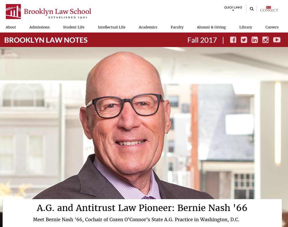 StateAGReport's tweet photo. Read @brooklynlaw on 50-yr career of #BernieNash, @cozen_oconnor's #StateAG practice co-chair &amp; our blog co-editor https://t.co/ktDN8O0vn4 https://t.co/okCelMlZPd