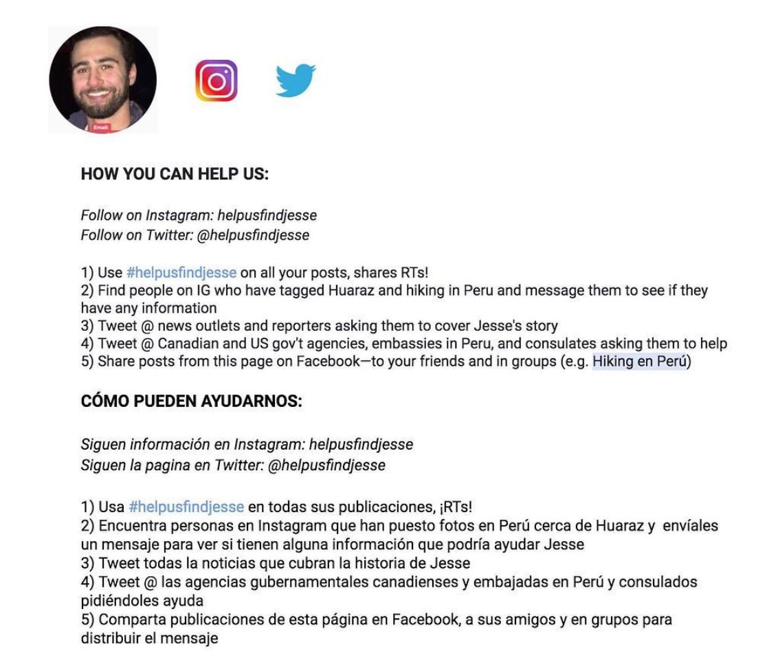 dudz96's tweet photo. #HELPUSFINDJESSE 22-y/o from Montreal missing in Huaraz, Peru. ANY info pls contact helpusfindjesse@gmail.com. RT @CNN @CBCNews @FoxNews https://t.co/XbCkdrsaHF