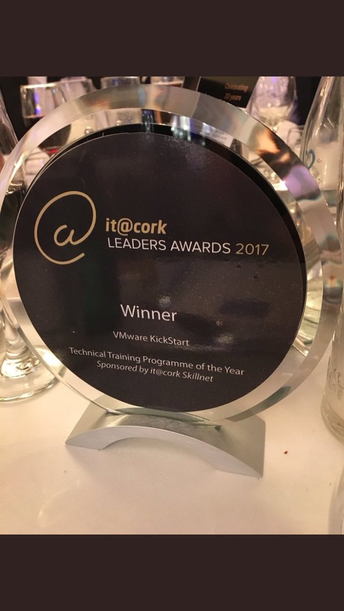 VMwareIreland's tweet photo. So proud of @MurphyGerardm &amp; our #Kickstart program on winning tech training program of the year award at tonight’s #leadersaward17 @itcork https://t.co/0VhgIWMVgz