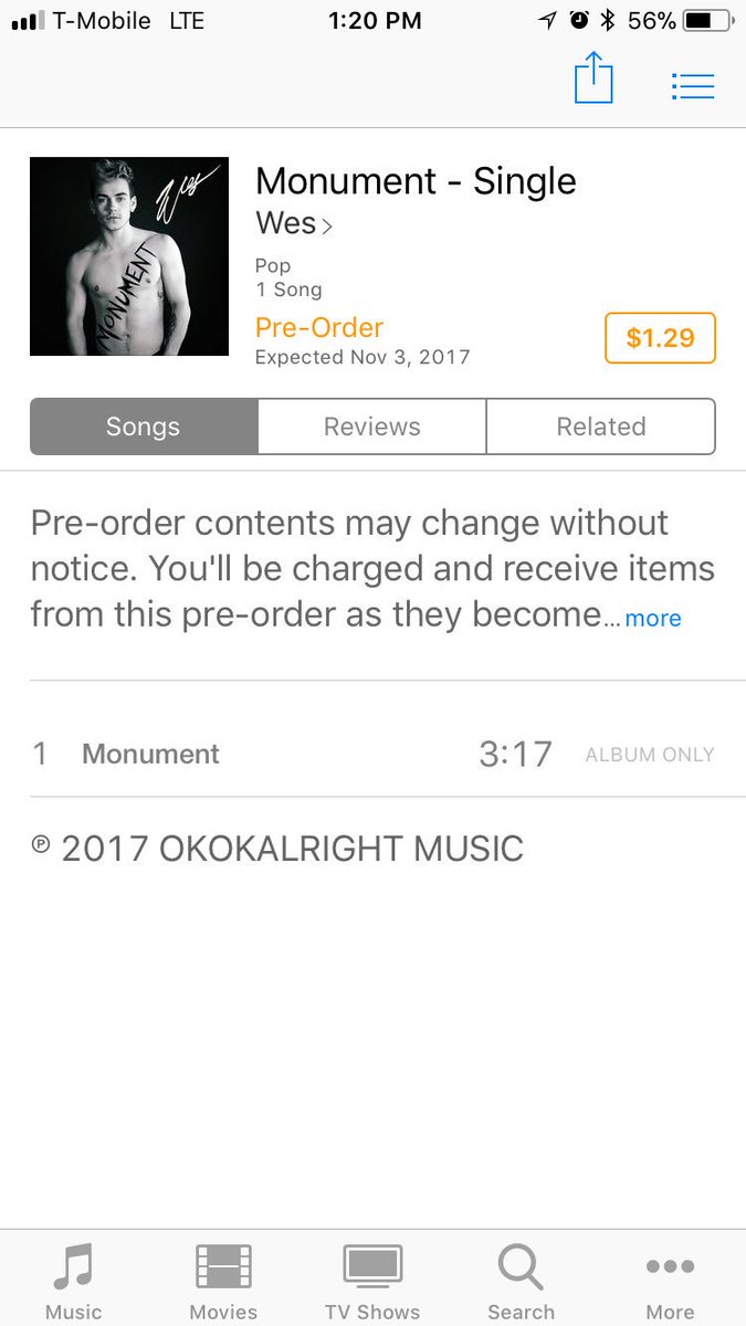hawk65's tweet image. I just preordered! This song is amazing!! So proud of you Wes! ❤️