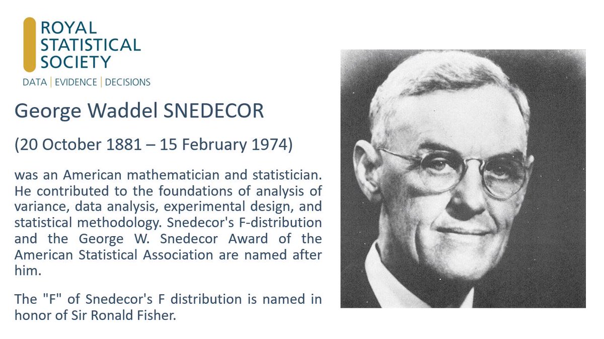 HistoryofStats's tweet image. #HappyBirthday G. #SNEDECOR #analysisofvariance  #dataanalysis #experimentaldesign #statisticalmethodology #ANOVA #Fisher