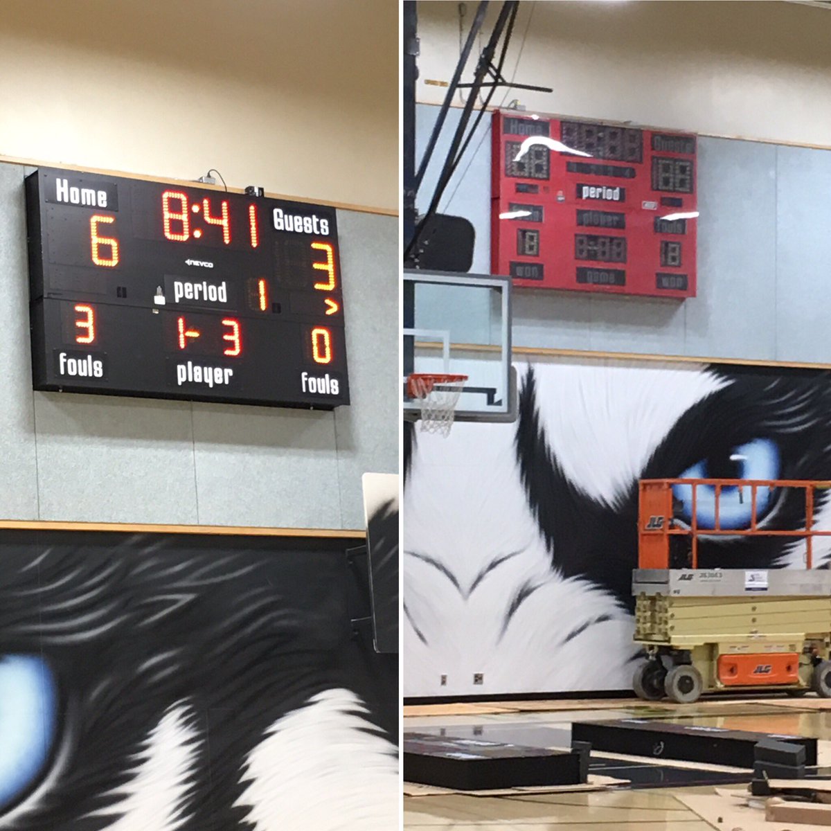 NDHuskies's tweet photo. Check our new scoreboard! #itswireless #bestgymindelta @north_delta #HuskyPride #farewellbigredmachine https://t.co/bB8eY0SbMO